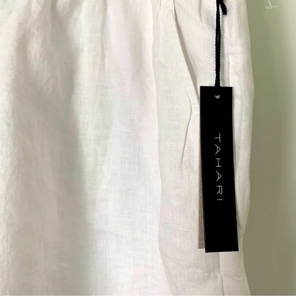 TAHARI 100% LINEN White Pull-On Shorts Size 2X NEW - Picture 2 of 5